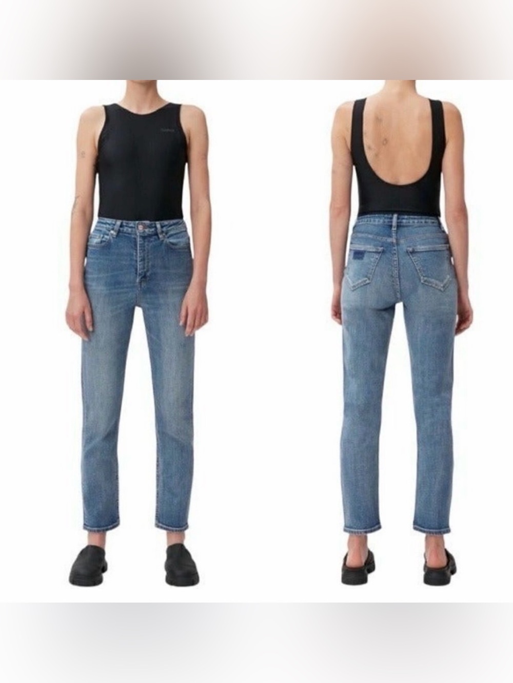 GANNI Cutye Cropped Slim Fit High Rise Jeans